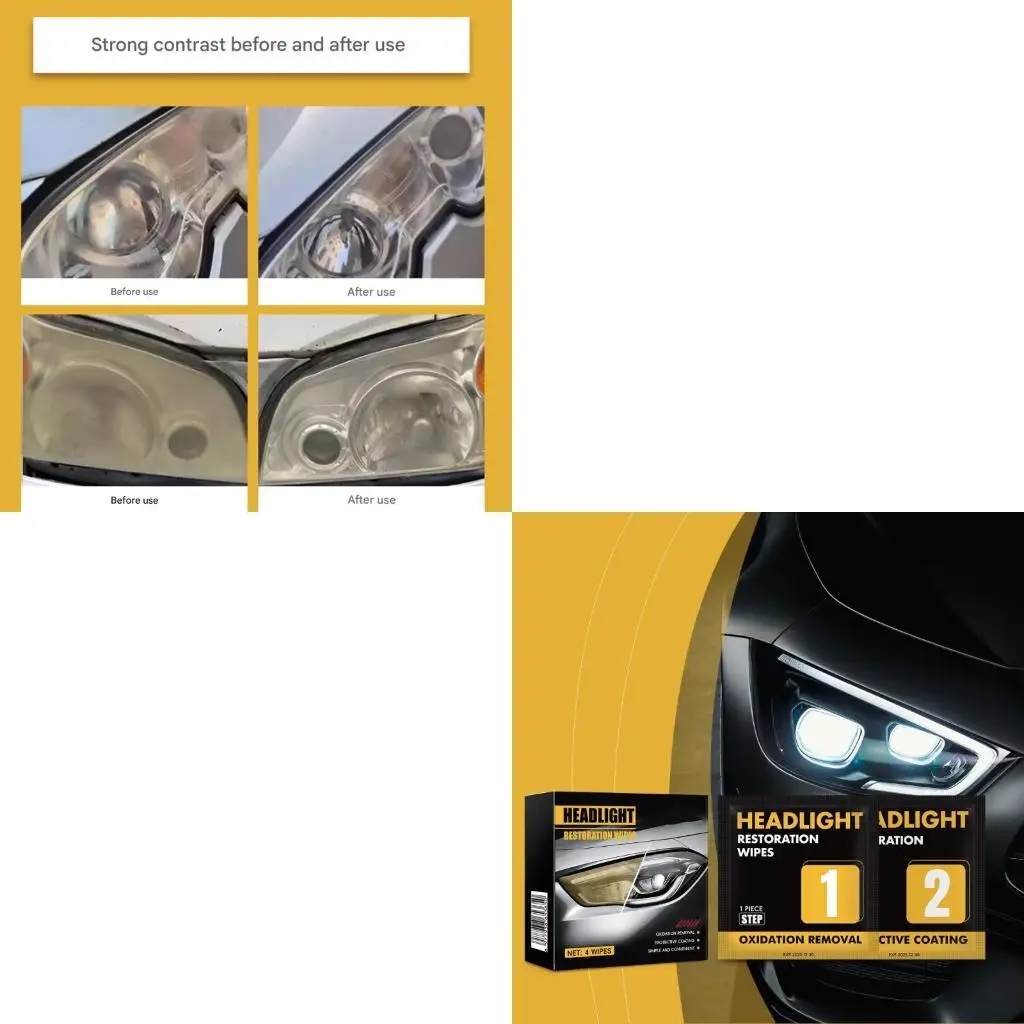 Car Headlight Restoration Wipes Easy To Use No Sanding Needed For Clear Bright Lights