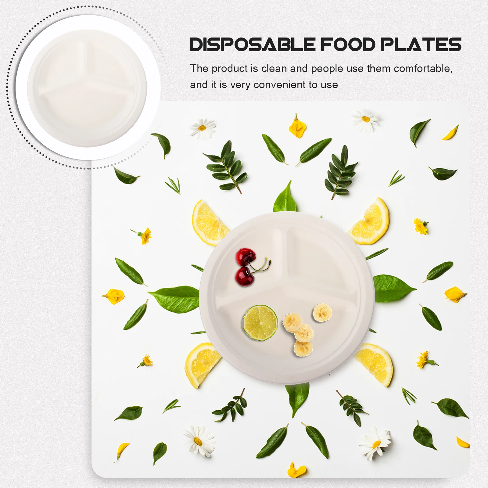 

20pcs Biodegradable Dinner Plates Eco Friendly Disposable Food Trays Degradable Party Supplies Straw Safe Material Clean
