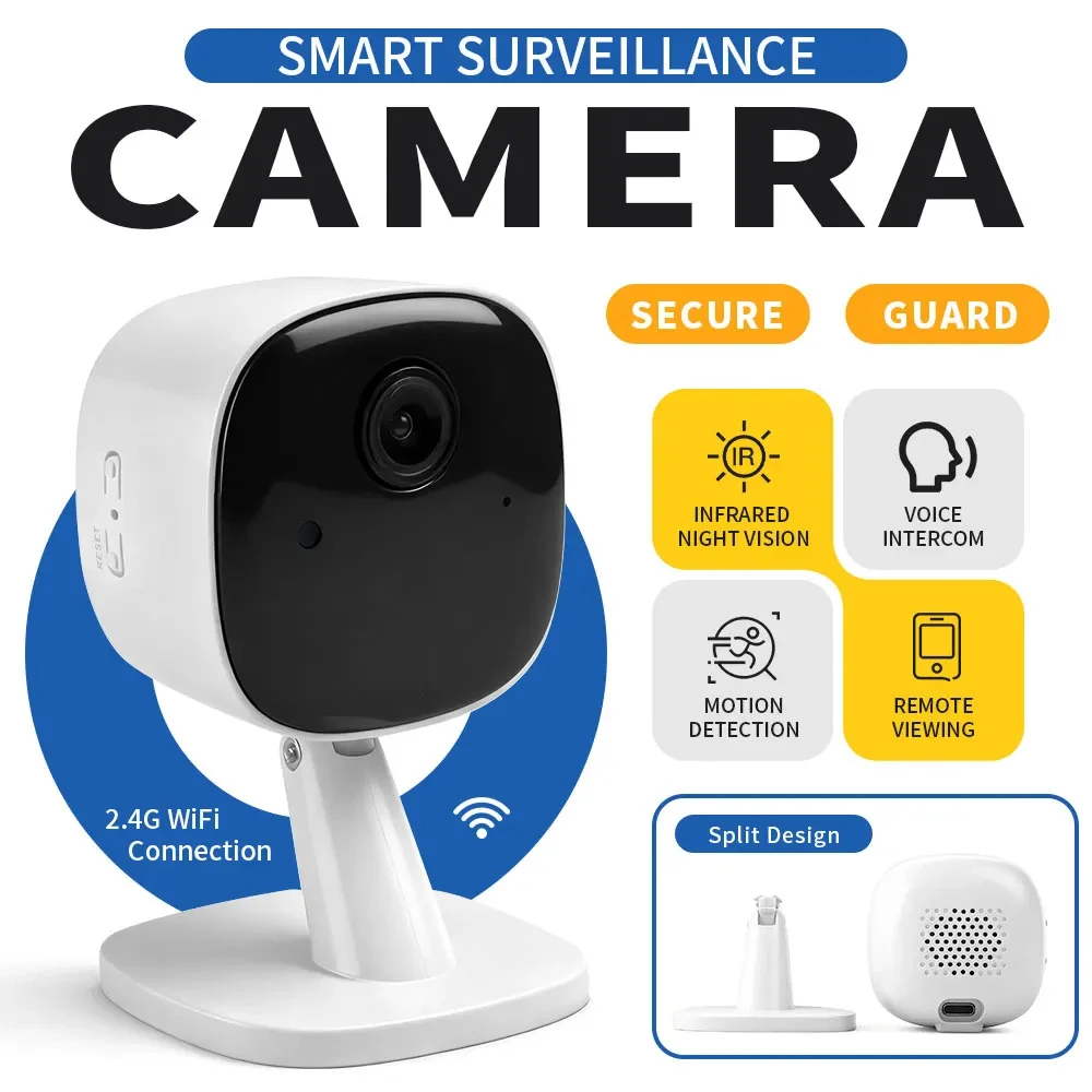Smart 2MP HD Indoor Home Security 2.4G WIFI Camera For Family ，Pet Real-time APP Alert 1080P Night Vision Surveillance Camera