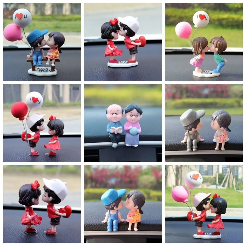 

Home Decor Car Ornaments Resin Cartoon Cartoon Couples Model Toys Cute Creative Kiss Balloon Action Figure Men and Women