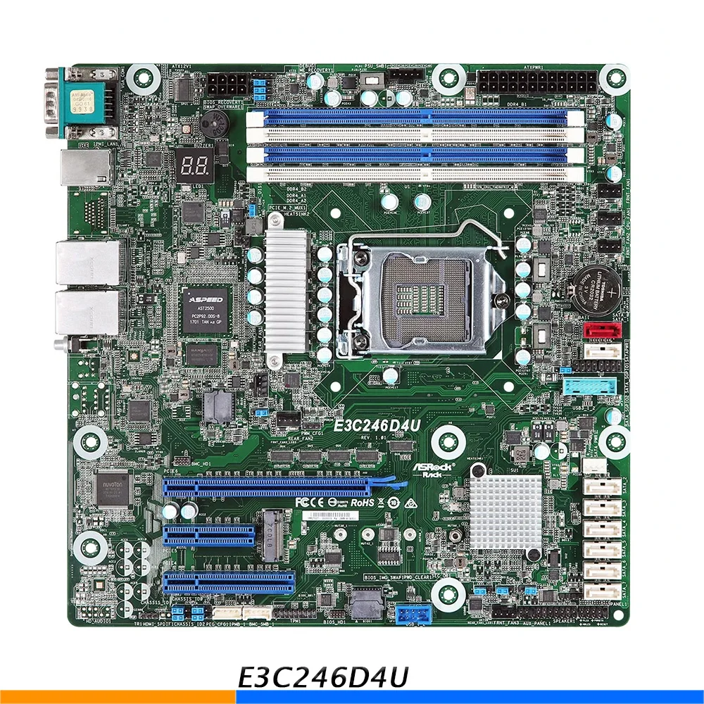 

Серверная материнская плата E3C246D4U для ASRock DDR4, поддержка Xeon E-2100/2200 LGA1151 ECC IPMI, высокое качество