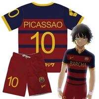 2025 Conjunto de camiseta para hombre Futsal Football Blue Lock FC Barcha Anime Camiseta con estampado 3d Conjuntos cortos de 2 piezas Traje deportivo Tops de talla grande Camisetas