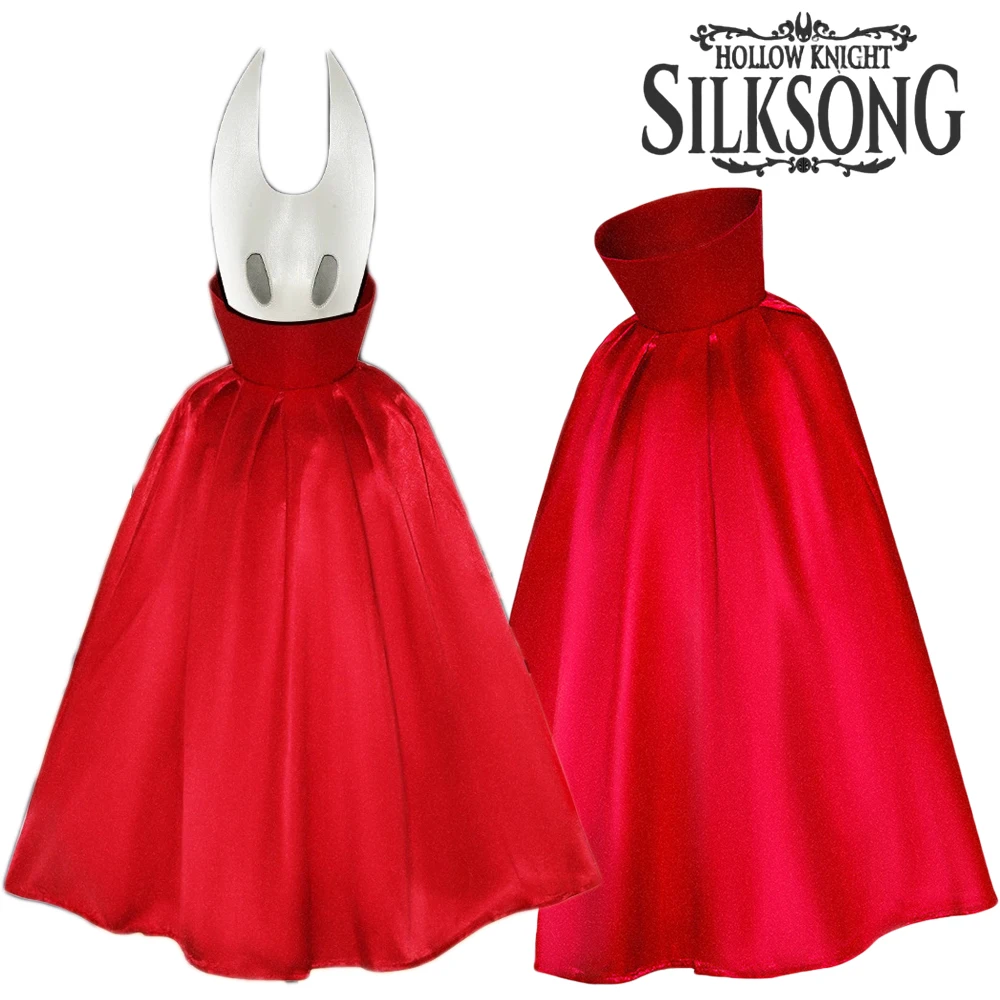 

Game Hollow Knight Silksong Hornet Cosplay Cloak Costume Cape Mask Suit Children Red Shawl Stage Performance Halloween Clothes