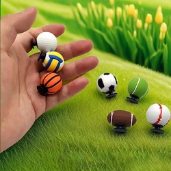 1-7 Stück Mini 3D Fußbälle Schuh Charms Zubehör Baseball Schuh Dekorationen Stifte für Frauen Golf Tennis Fit Clogs Clips Sandalen