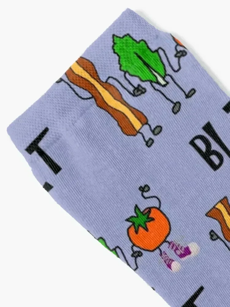 Funny Bacon, Lettuce, and Tomato Cartoon Characters Socks soccer anti-slip short Boy Socks Women's