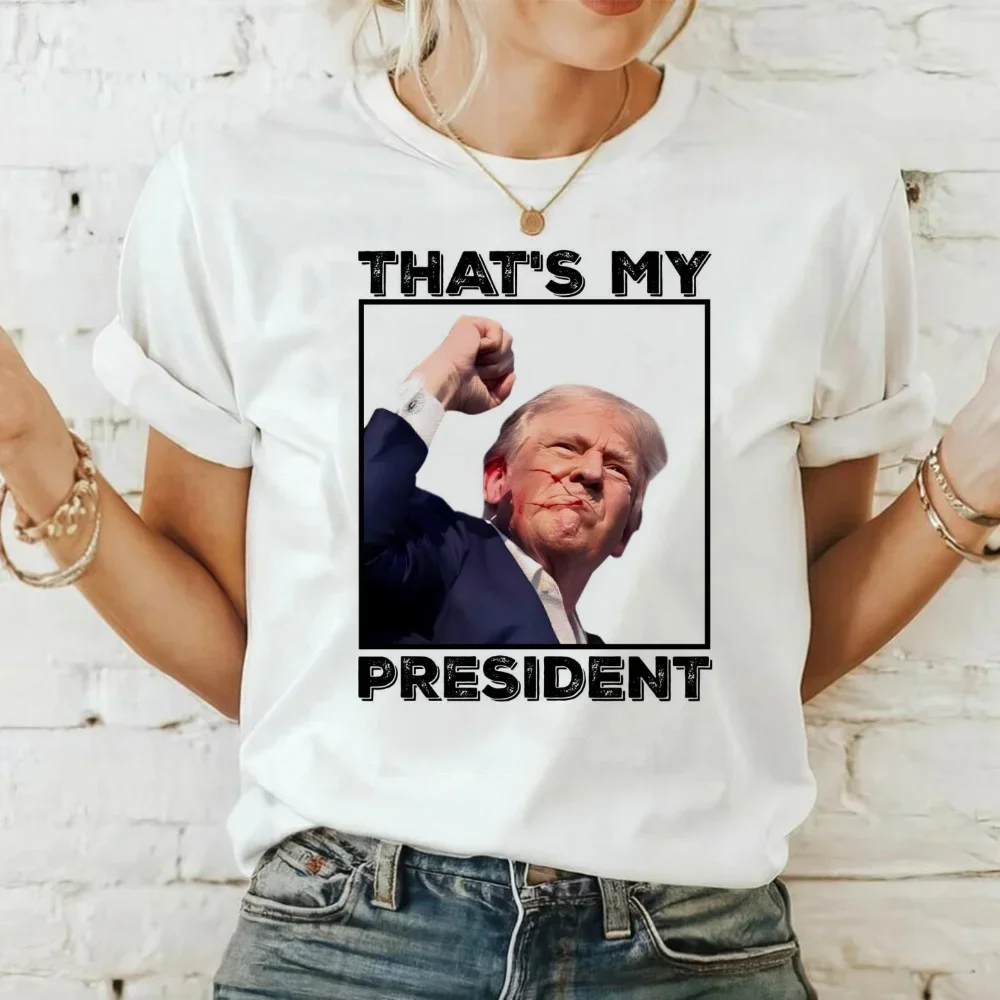 That's My President Trump Gun Shot Printed Pattern Trendy T-Shirt Hot Short Sleeve Casual Women's Printed Fashion Summer Top