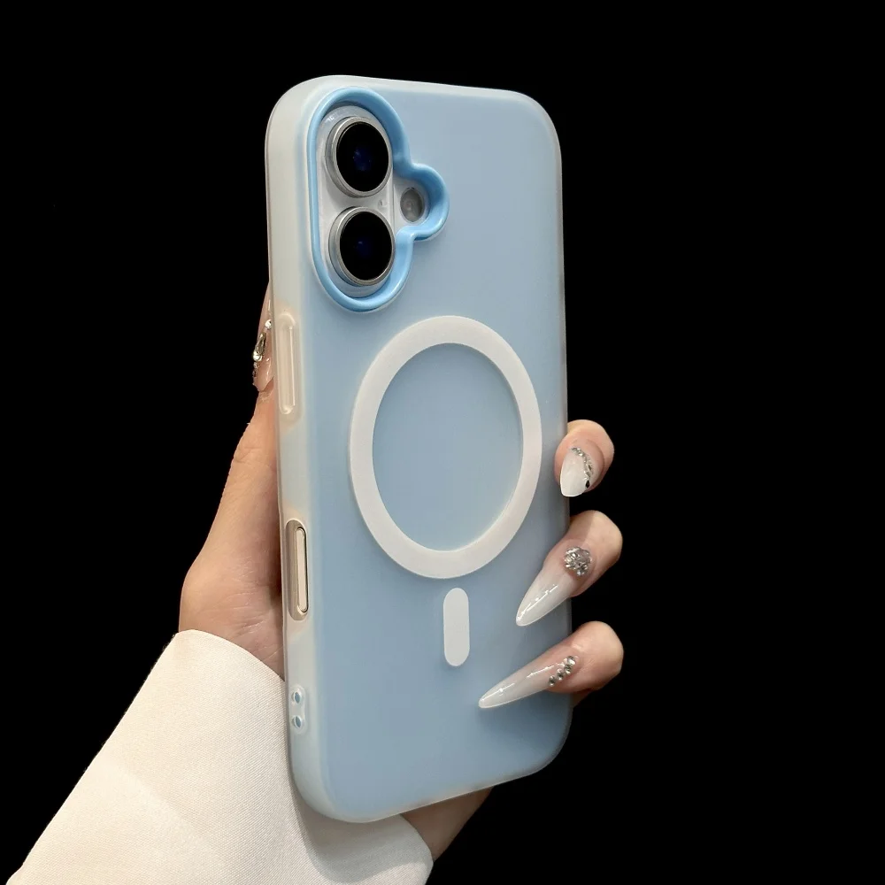 Funda de lujo mate de caramelo para Magsafe para iPhone 17 Air 16 15 14 13 12 Pro Max 11 16Plus 16E SE4 17Pro funda magnética transparente 2 en 1
