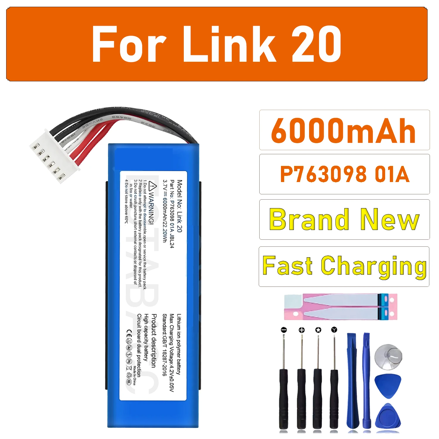 2025 лет 100% оригинальный сменный аккумулятор для JBL Link 20 Link20 P 763098   01A Оригинальный аккумулятор для динамика, 6000 мАч