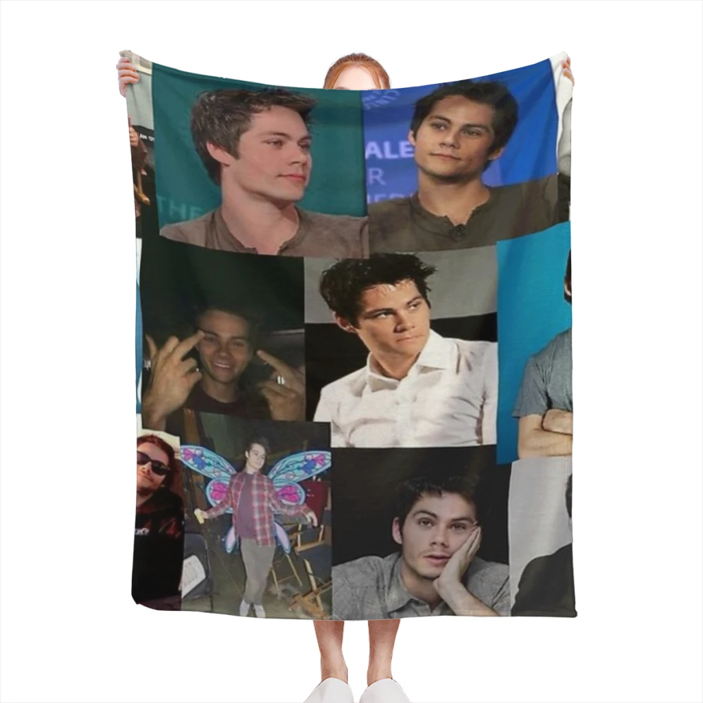 

Dylan O'Brien pic collage Blanket Flange Textile Decor Portable Super Soft Throw Blankets for Home Office Plush Thin Quilt