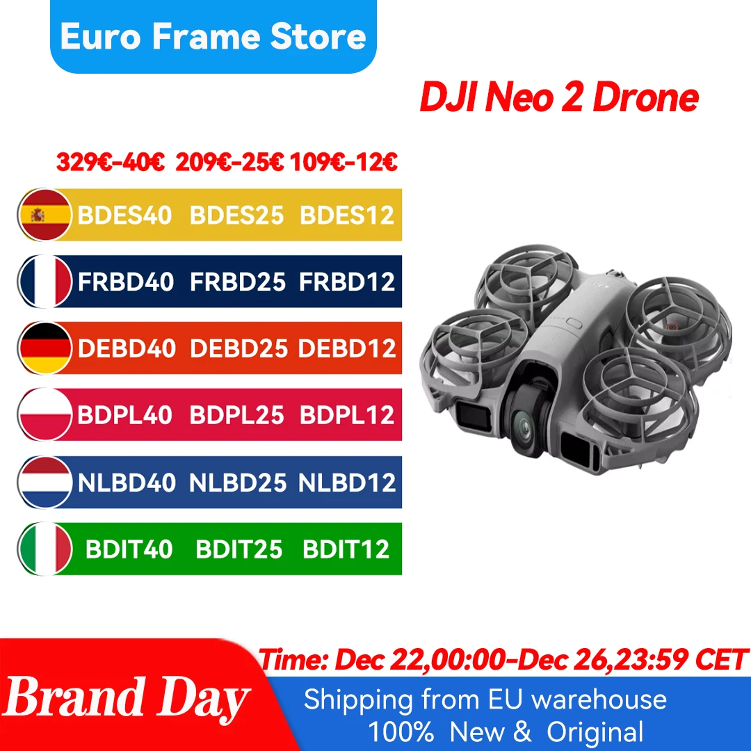 DJI Neo2 Drone caméra volante Drone 4K vidéo stabilisée 151g lumière et Portable couverture complète hélice garde neuf 2 C0