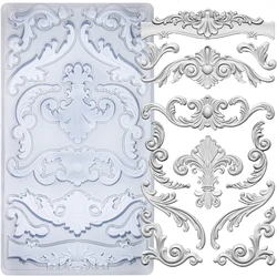 Baroque Relief Embossed Art Silicone Mold for Polyclay Air Dry Clay Plaster, Decorative Column and Sculpture Statue Resin Mold