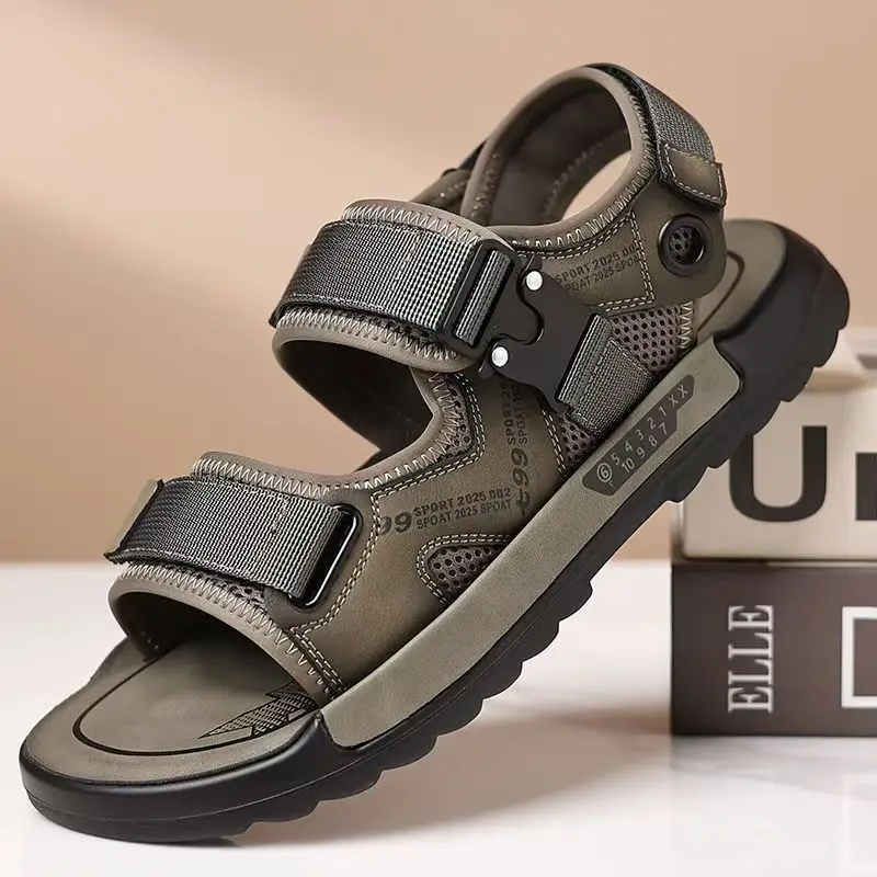 

Men Summer New Velcro Casual Sports Sandals High Quality Soft sole Non Slip Open Toe Outdoor Beach Sandals Driving Shoes