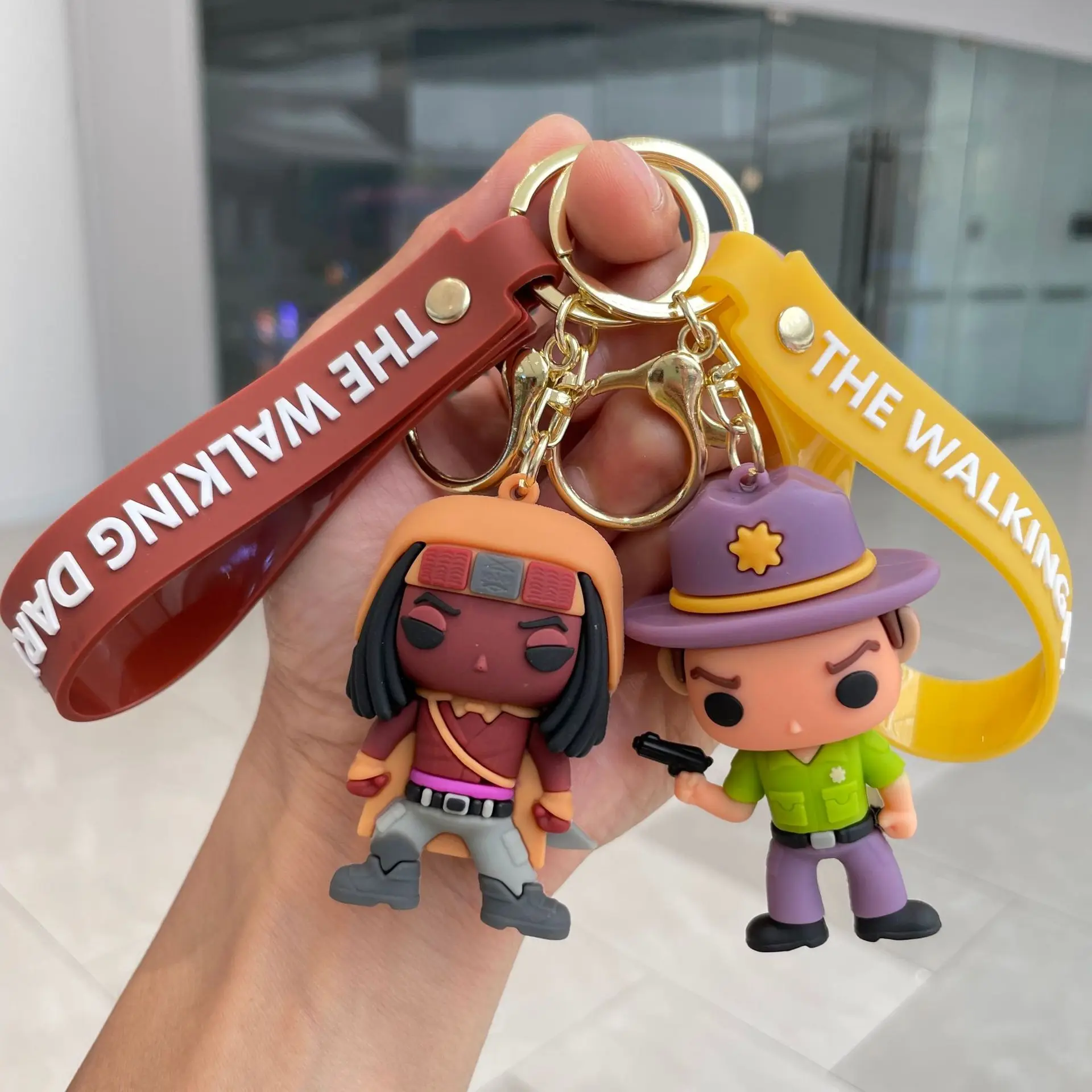 Horror Movie The Walking Dead Silicone Keychain Lanyard Cartoon Figure Pendant Key Rings Clasp Toys Car Purse Key Accessories Ha