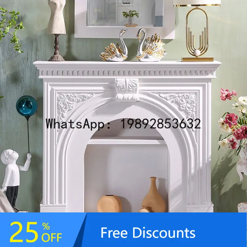 CZ Decorative Cabinet Entrance Vintage Carved European Style Homestay Villa Living Room American Style Simulated Fireplace Frame