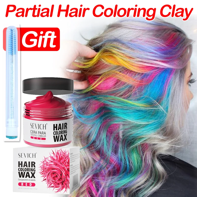 13 Colors Hair Colour Wax With Brush One-Time Easy To Wash Hair Dyed Mud Eyebrow Beards Coloring Temporary Hair Colour Cream Diy