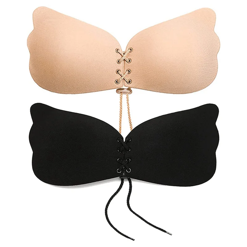 

ABP-2Pcs Seamless Adhesive Stick Bra Strapless Push Up Bras Women Sexy Backless Lingerie Invisible Silicone Bralette D