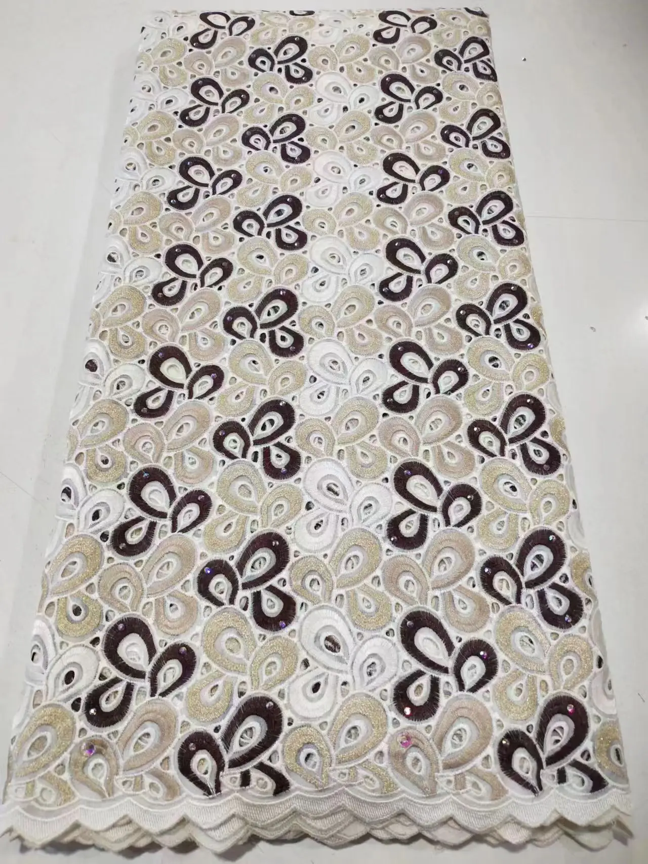 قماش دانتيل قطن سويسرا أصلي 2026 تصميم جديد دانتيل فوال سويسري أفريقي في سويسرا جودة عالية فاخرة من القطن الخالص #5