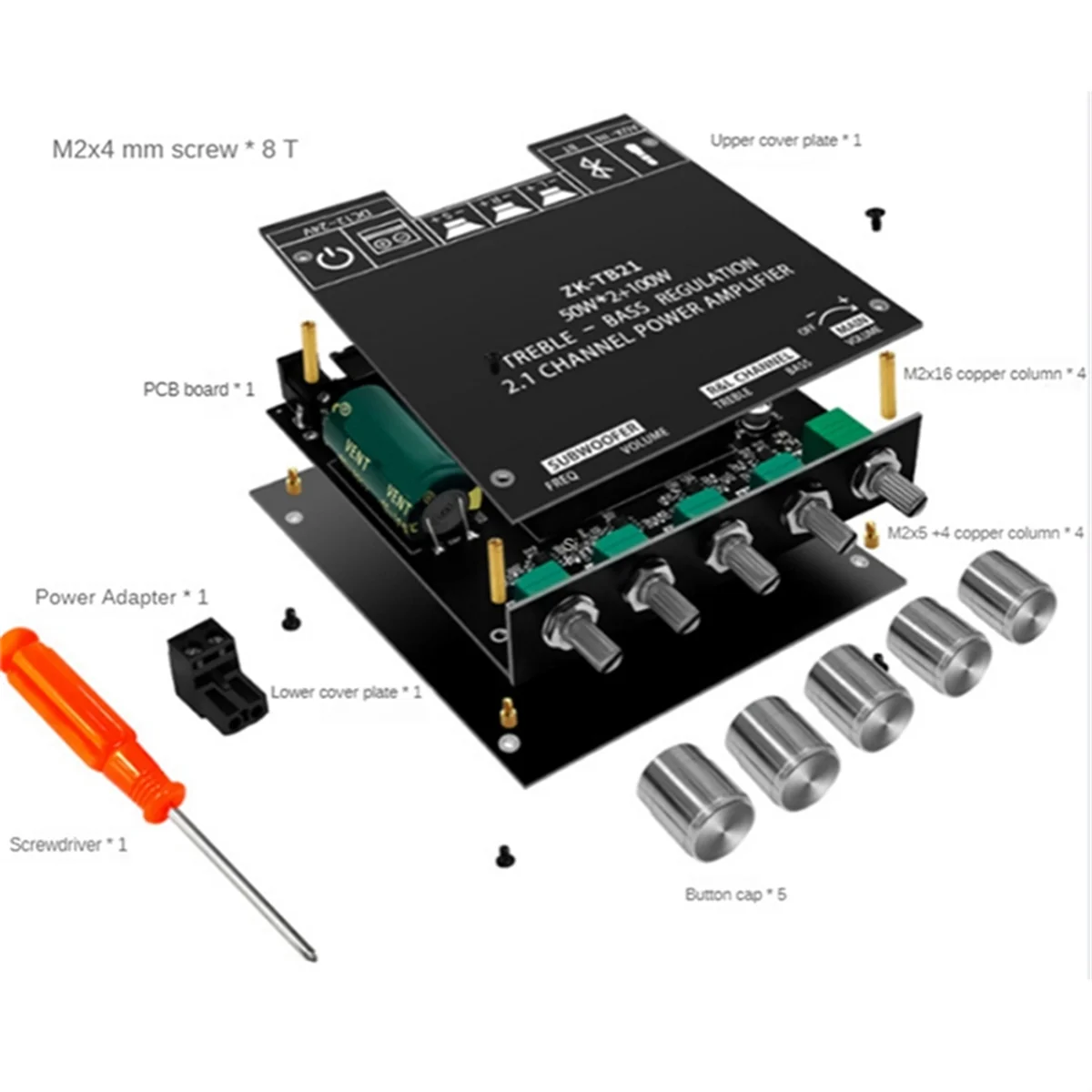 ZK-TB21 BT 5.0 Subwoofer Digital Amplifier Board TPA3116D2 50Wx2+100W_Y80A