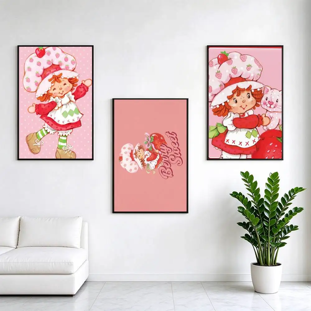 Strawberry Shortcake  Poster Waterproof Wall Art Sticker For Bar Living Room Vintage Decor High Quality Print Gift