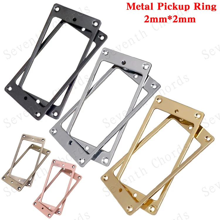 2 Pcs Metal Iron Flat Humbucker Pickup Ring for Electric Guitar (Side thickness :2mm*2mm)