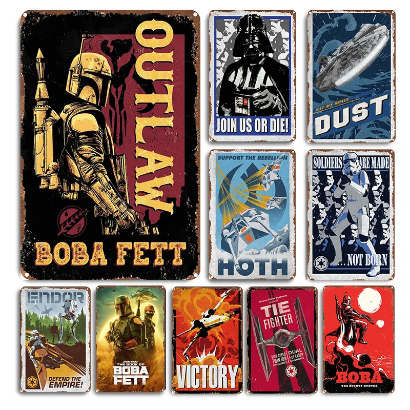 MINISO Retro Metal Poster Anime star Vintage wars Tin Sign Cinema Wall Art Decorative Plate For Home Room Decor Aesthetic Gift