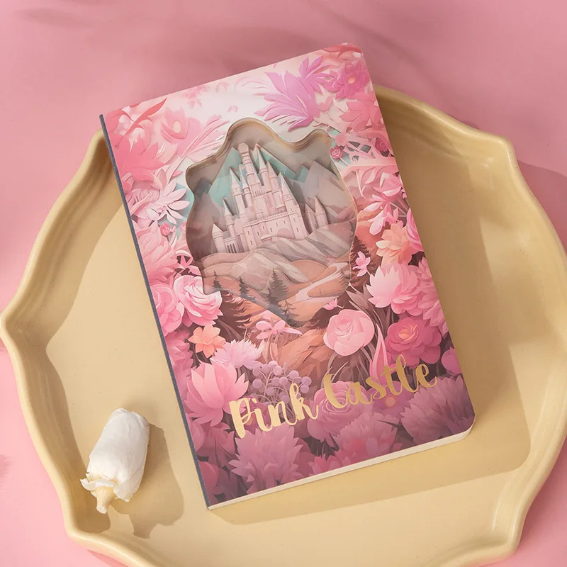 3D Hollowed Out European Castle Notebook Cover 3D Relief Paper Carving Notebook Cultural and Creative Souvenir