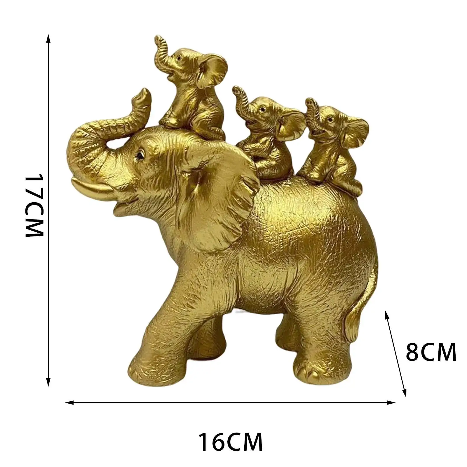 3 Baby Elephants Riding AN Elephant Statues Christmas Decors Resin Figurines