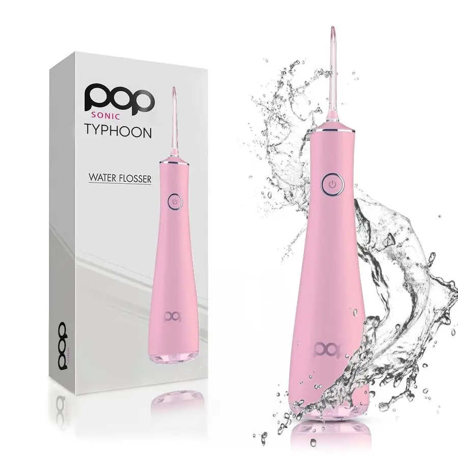 

Typhoon Water Flosser Pink, Includes 4Tip Portable Water Teeth Cleaner Picks, Rechargeable Water Dental Picks for Cleaning w 3 S