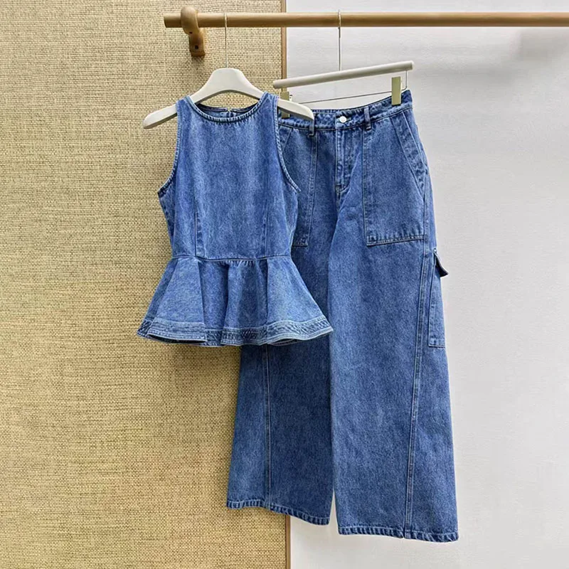 Women's jeans New low rise slim fit straight leg pants for summer 2026 pure cotton wide leg pants Multi pocket women's pants y2k