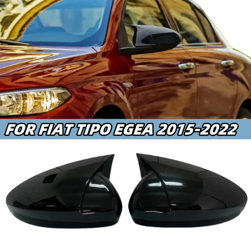 2PCS Gloss Blakc/Carbon Fiber Look Rearview Mirror Cover For FIAT TIPO EGEA 2015-2022 Mirror Caps Car Accessories