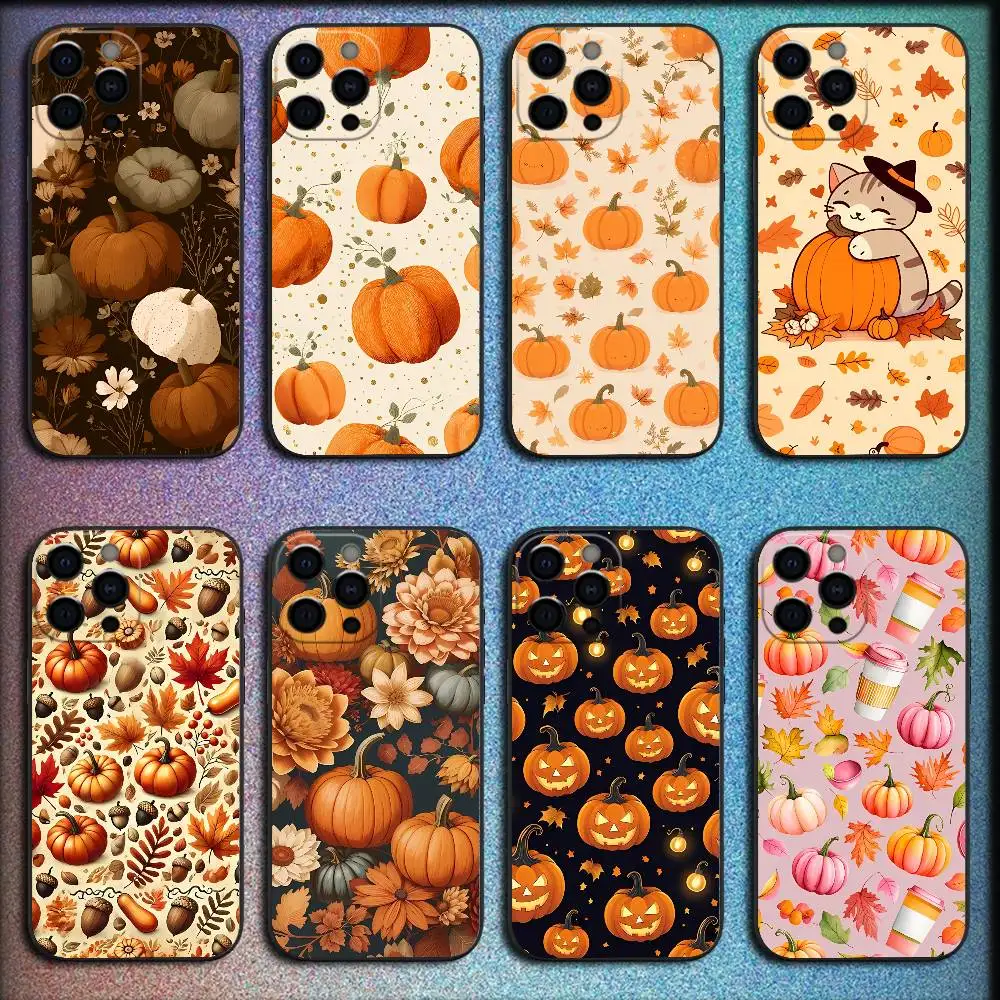 

Pumpkin Phone Case For iPhone 17,16,15,14,13,12,Pro,Max,Plus,E,SE4,Air,Mini Black Cover