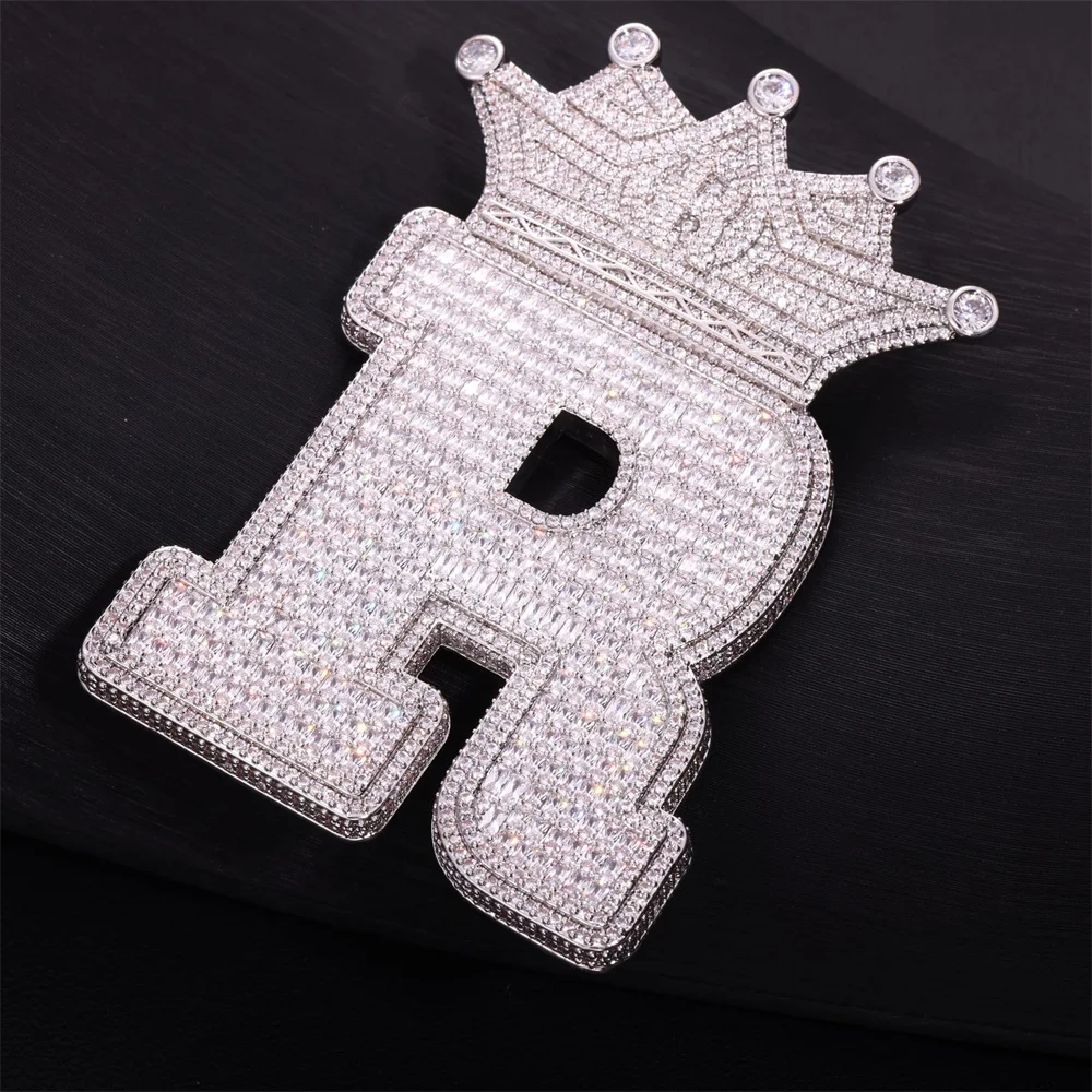 Anztilam BIG Letter Pendant Iced Out Pendant Necklaces For Men Long Link Chain Women Brass Zircon Hip Hop Jewelry Free Shipping