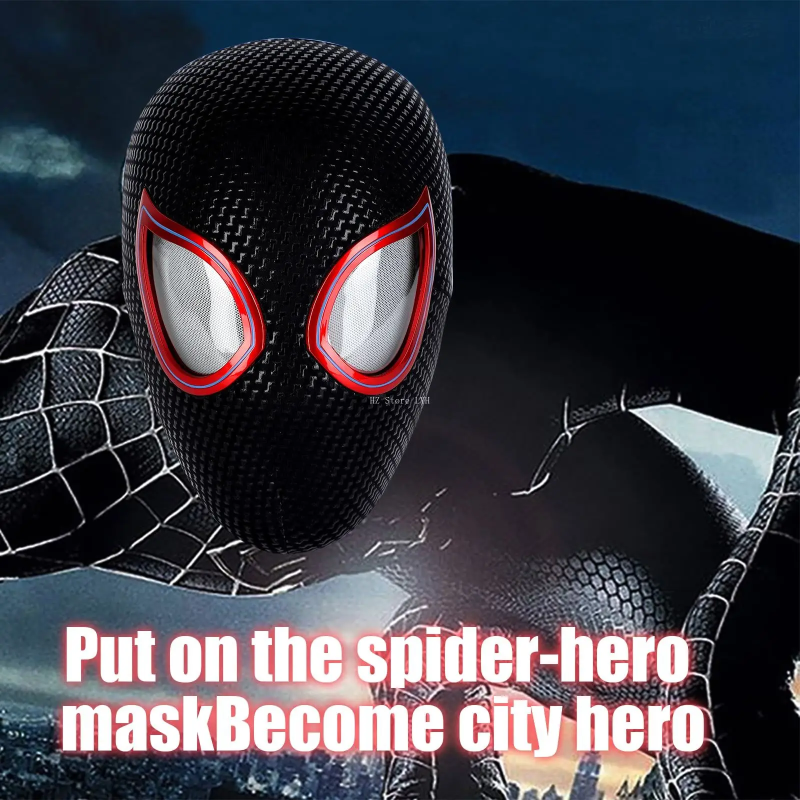 1:1 Miles Morales Mask with Movable Eyes Mascara Electric Gwen Spider Helmet Ring Control Halloween Cosplay Mask Toy Man Gift