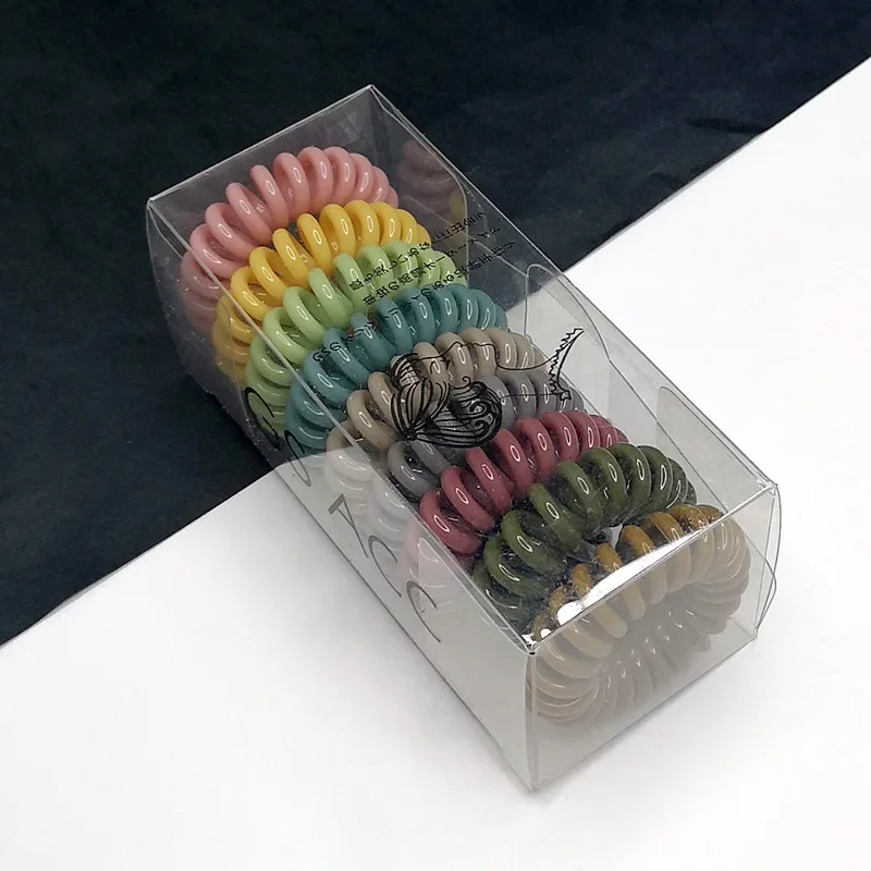 

9 pcs/set Colorful Telephone Wire Hair Ring Girls Traceless Springs Elastic Hairbands For Women Headdress Hair Ties Rubber Bands