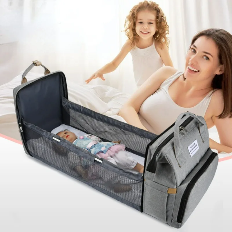 Folding Portable Baby Bed Mommy Bag,Go Out Portable Large-capacity Mother and Baby Stroller Bag ,Multi-purpose Mommy Diaper Bags