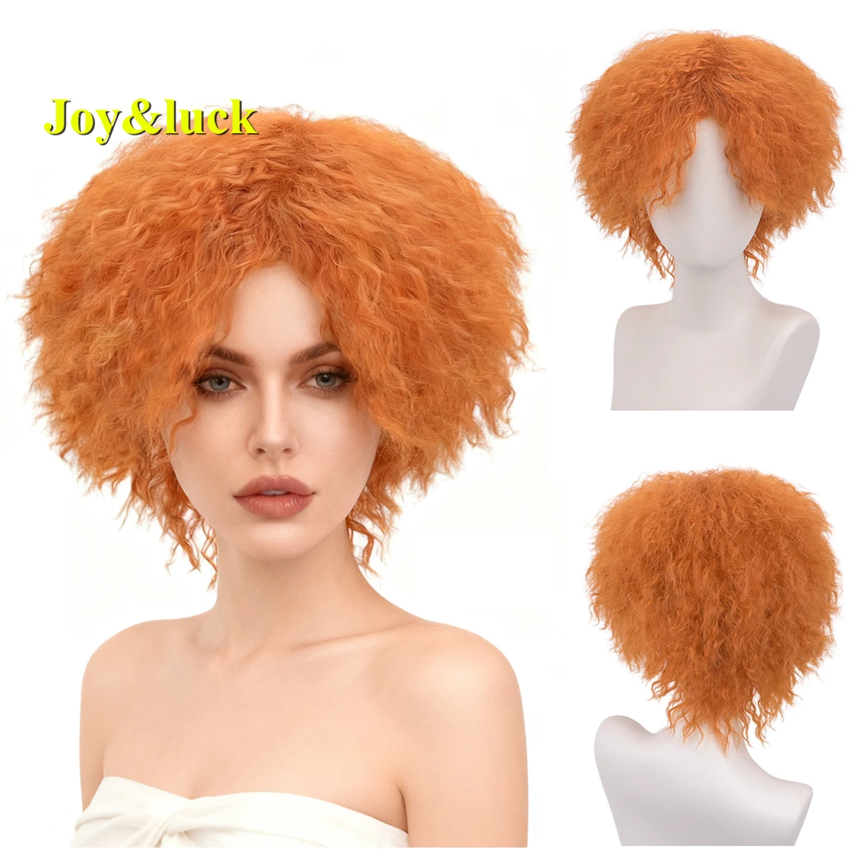 

Оранжевый полный парик из синтетического волокна — регулируемый размер для косплея, праздничных вечеринок и выступлений