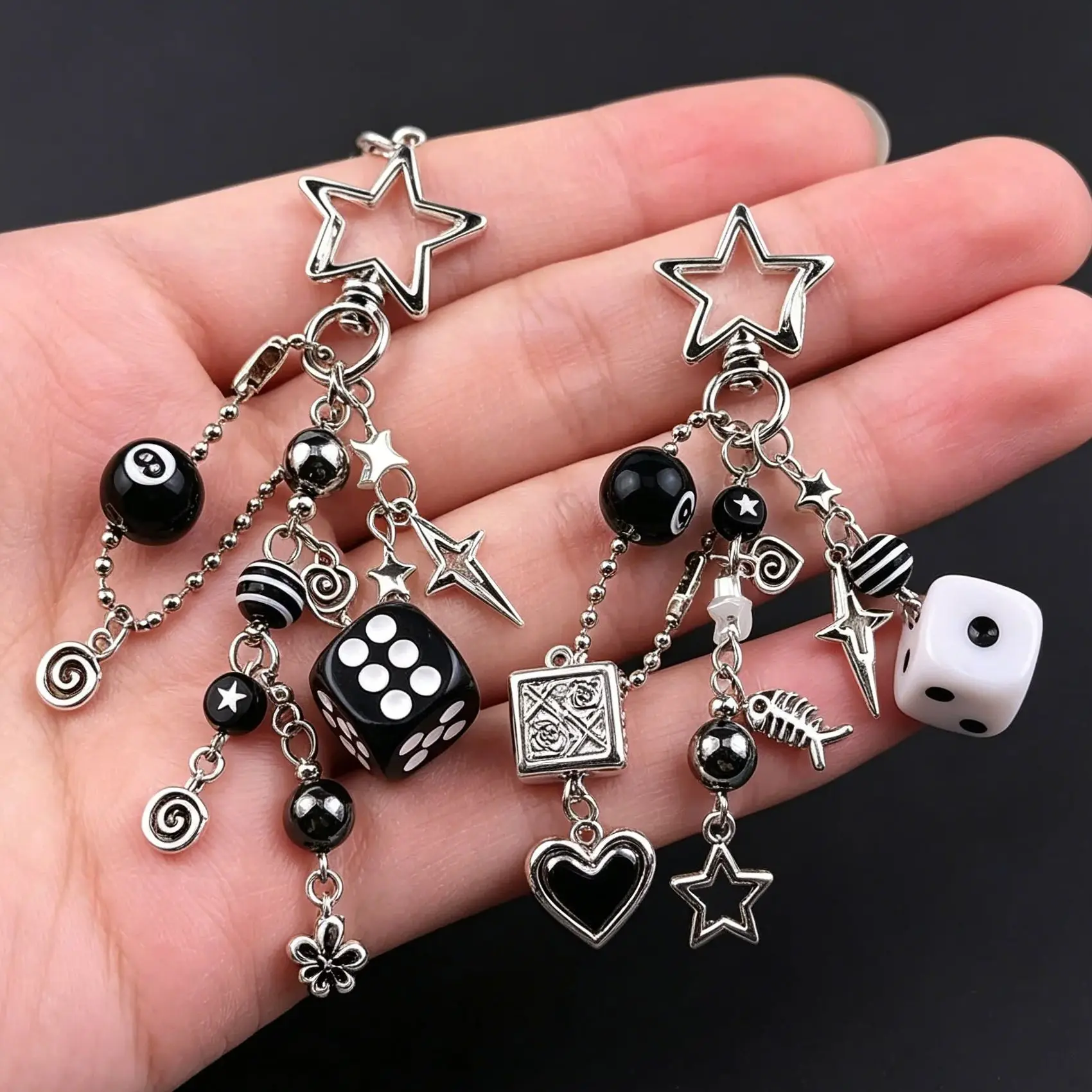 Gothic Dice Keychain for Edgy Fashion Lovers