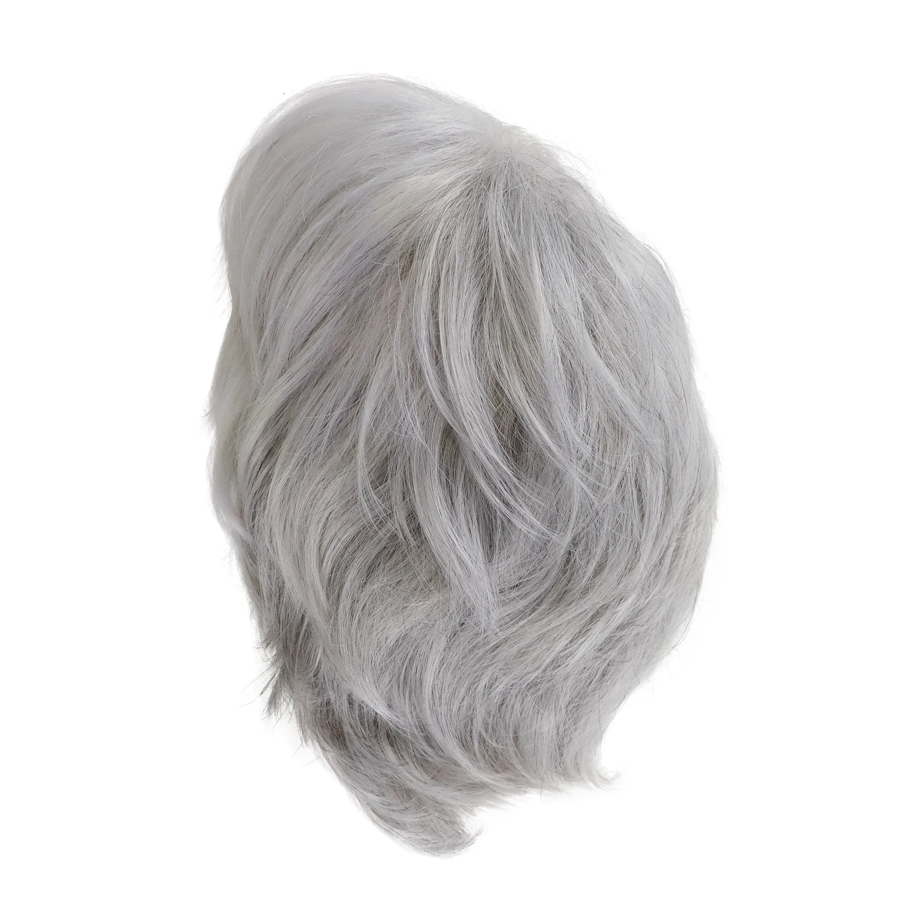 Peluca sintética gris plateada para mujer, pelo gris claro, pelucas diarias para mujer mayor con flequillo, peluca corta y rizada, Cosplay, uso de Halloween