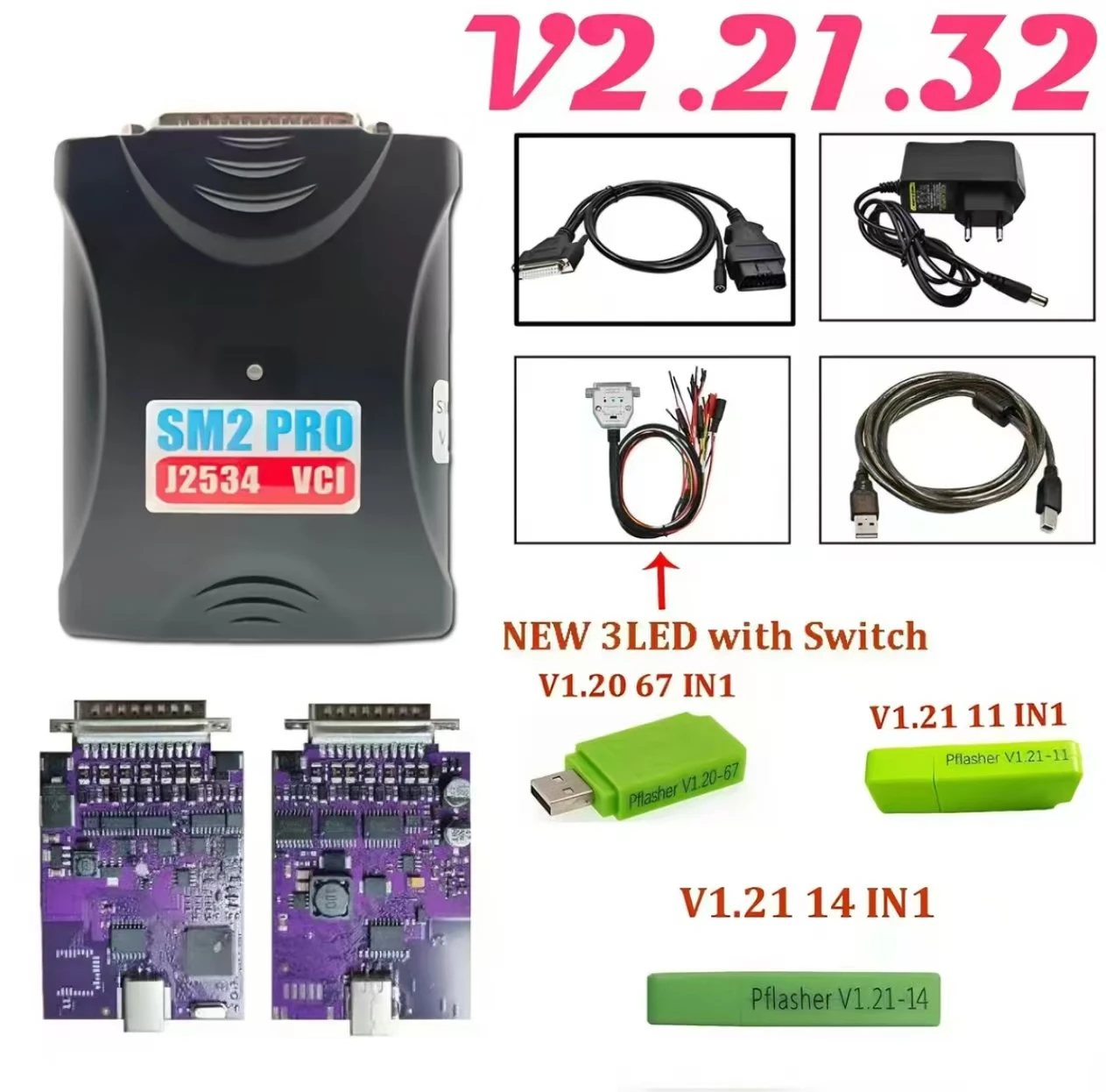 

2026 Newest SM2 Pro V2.21.32 ECU Programmer Full Set, Professional Chip Tuning Tool with J2534, PCMflash Compatible for Car Diag