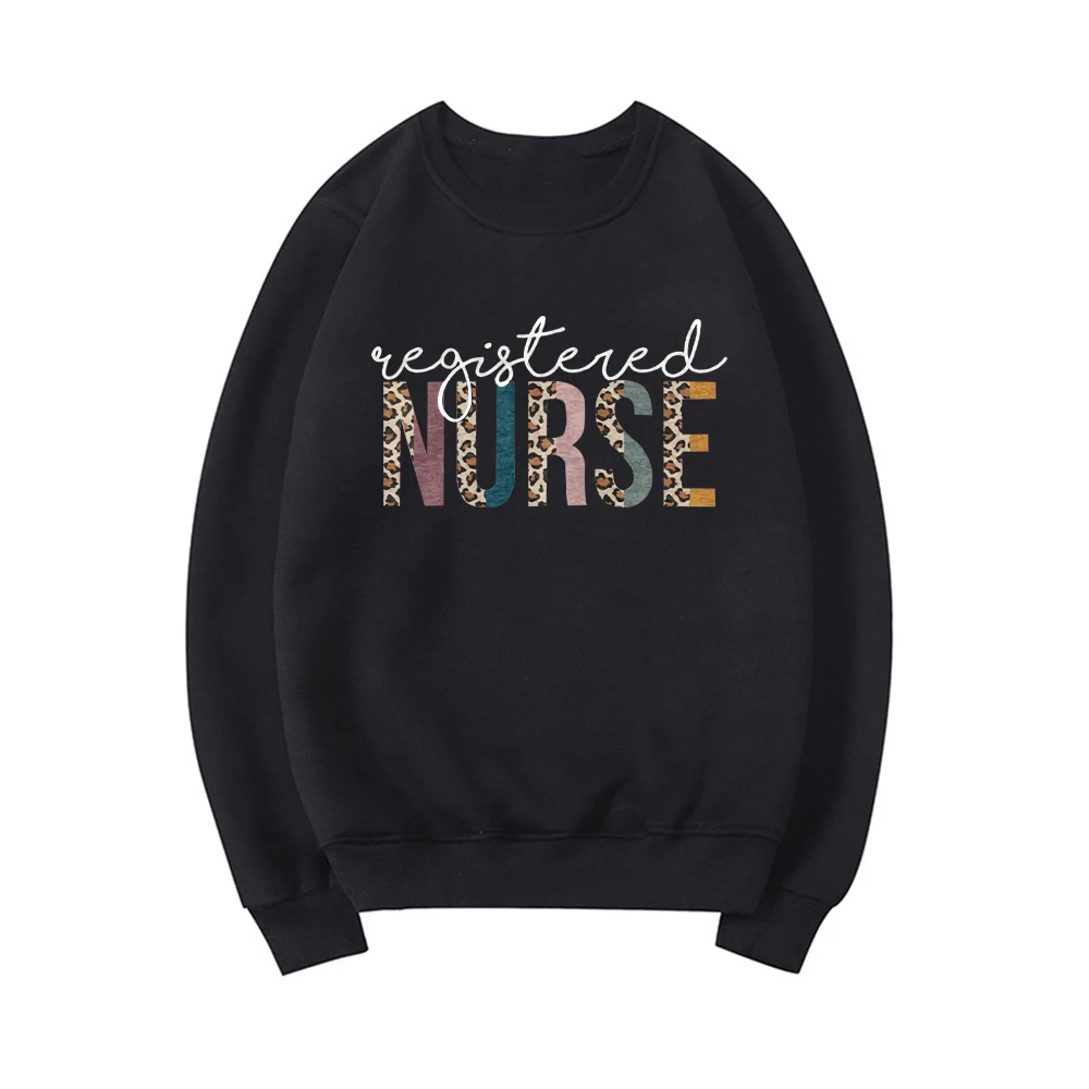 Registered Nurse Sweatshirt RN Shirt Gift for Student Nurse Leopard Unisex Crewneck Sweatshirts Nurse Life Hoodie Harajuku Tops