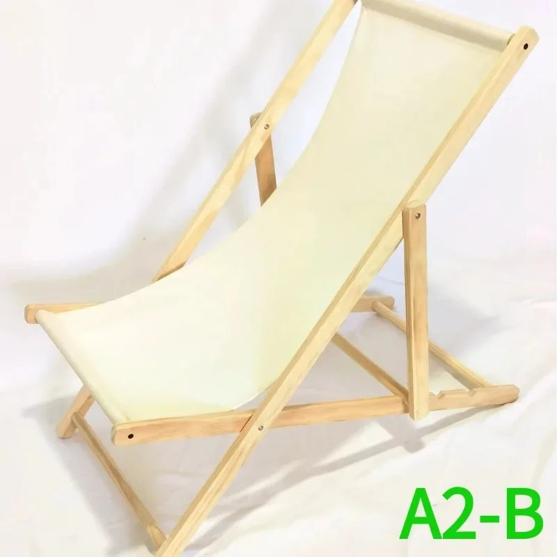 Solid wood beach chair, wooden outdoor lounge chair adjustable lunch break chair