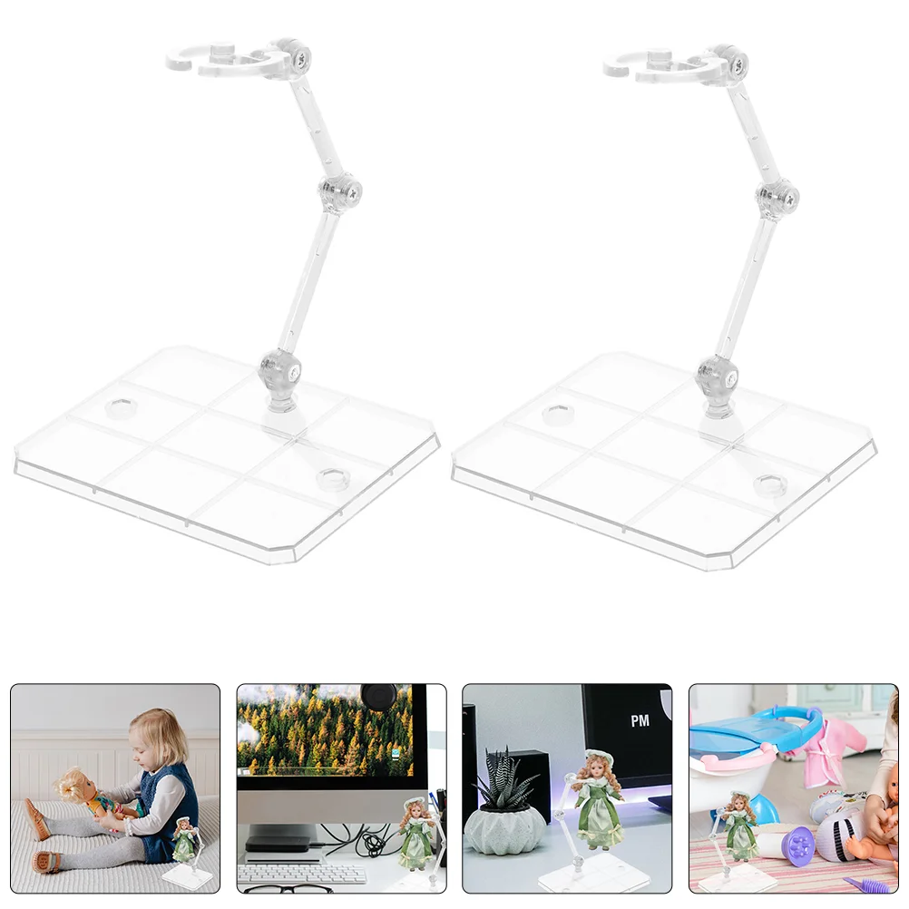 

8 Pcs Action Figure Stand Wear-resistant Holder Desktop Adjustable Displaying Standing Rack Plastic Stands