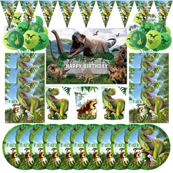 Dinosaur Birthday Decoration Kid Jurassic World Theme Disposable Tableware Cup Plate Dinosaur Balloon Party Supplies Baby Shower