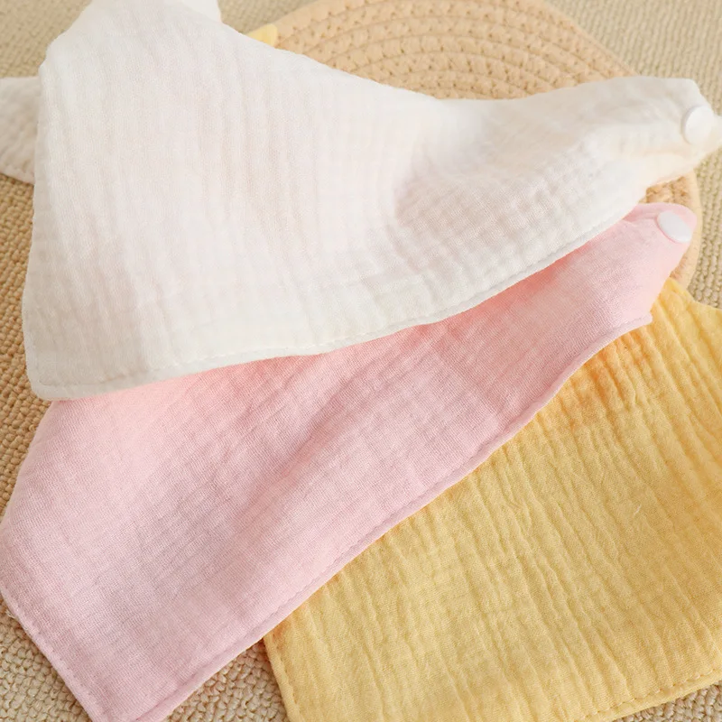 Cotton Muslin Baby Bibs Solid Color Soft Burp Cloth Triangle Saliva Towel Apron Bandana Scarf for Kid Boy Girl Feeding Drool Bib