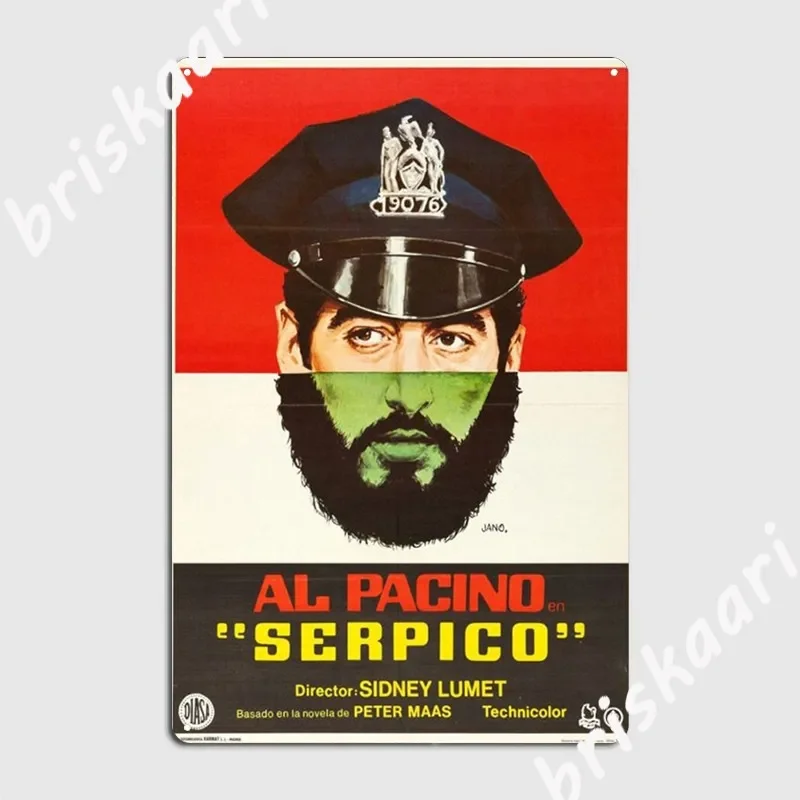 Póster de película Serpico, cartel de Metal, diseño de cartel, Bar, cueva, cine, cocina, cartel de estaño