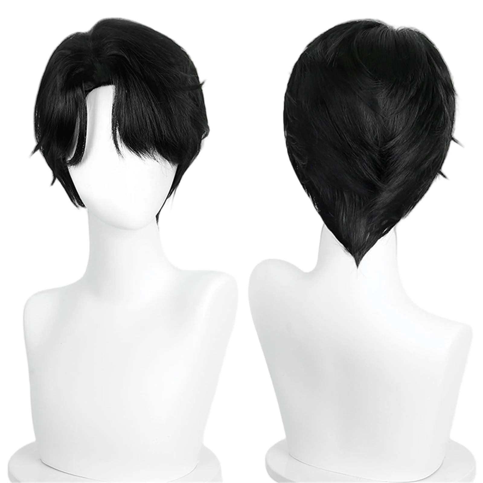 

Black oblique bangs anti-upturned short hair synthetic wig | animated KPop Demon Hunters figure Qin Yu cosplay wig