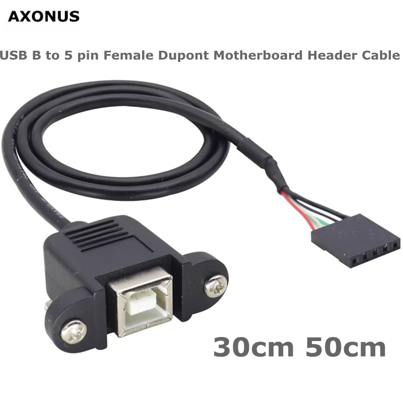 USB 2.0 Type B Female Socket With Panel Mounting Screws to 2.0mm Spacing 5-pin For PCB Motherboard Printer Scanner DuPont Cable