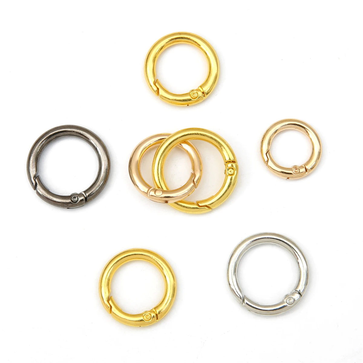 5Pcs/lot Metal O Ring Spring Clasps Openable Round Carabiner Keychain Bag Clips Hook Dog Chain Buckles Connector For DIY Jewelry