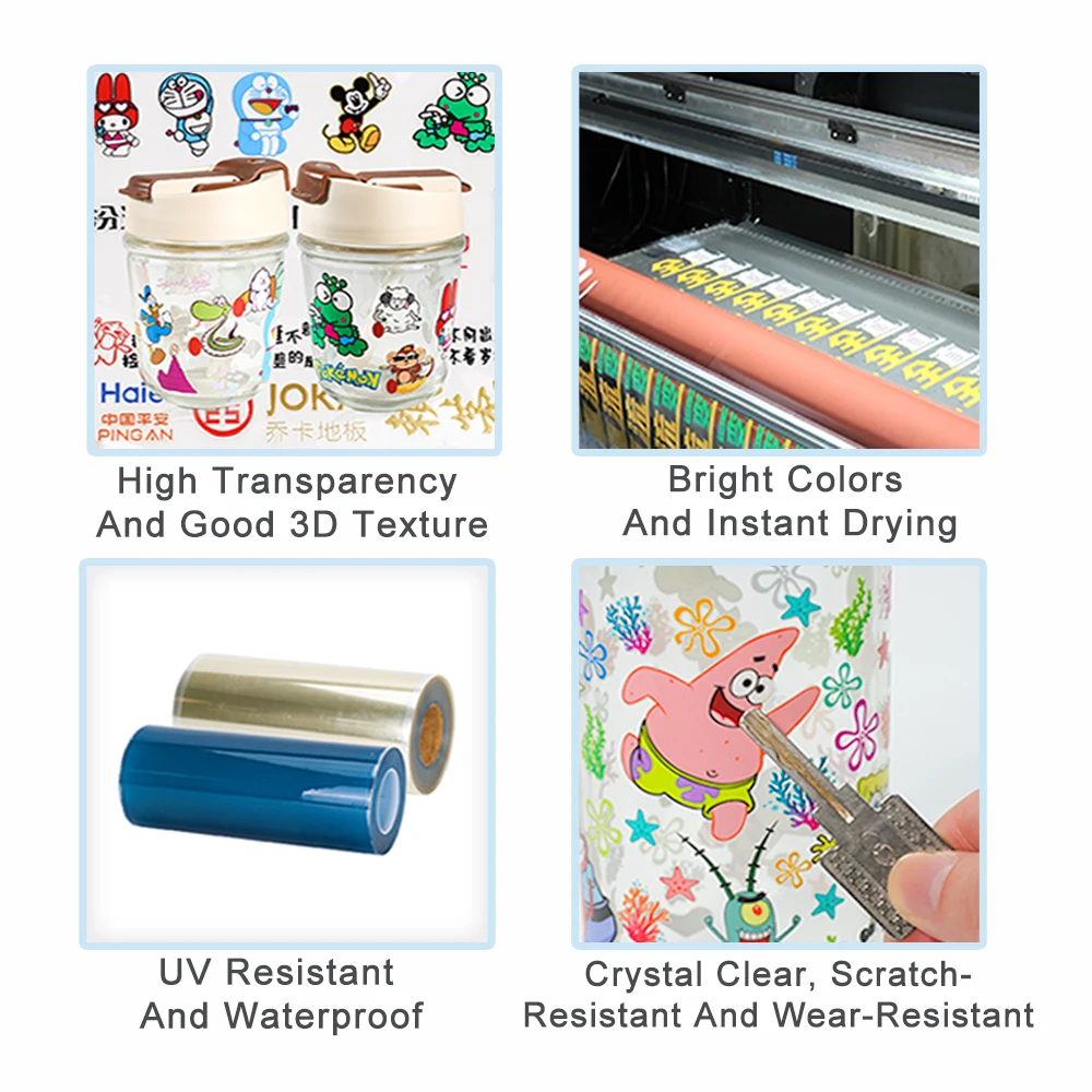 60CM Roll to Roll UV DTF Transfer AB Film UV DTF Printer Directly to AB Film Label Sticker for Phone Case Ceramic Mobile