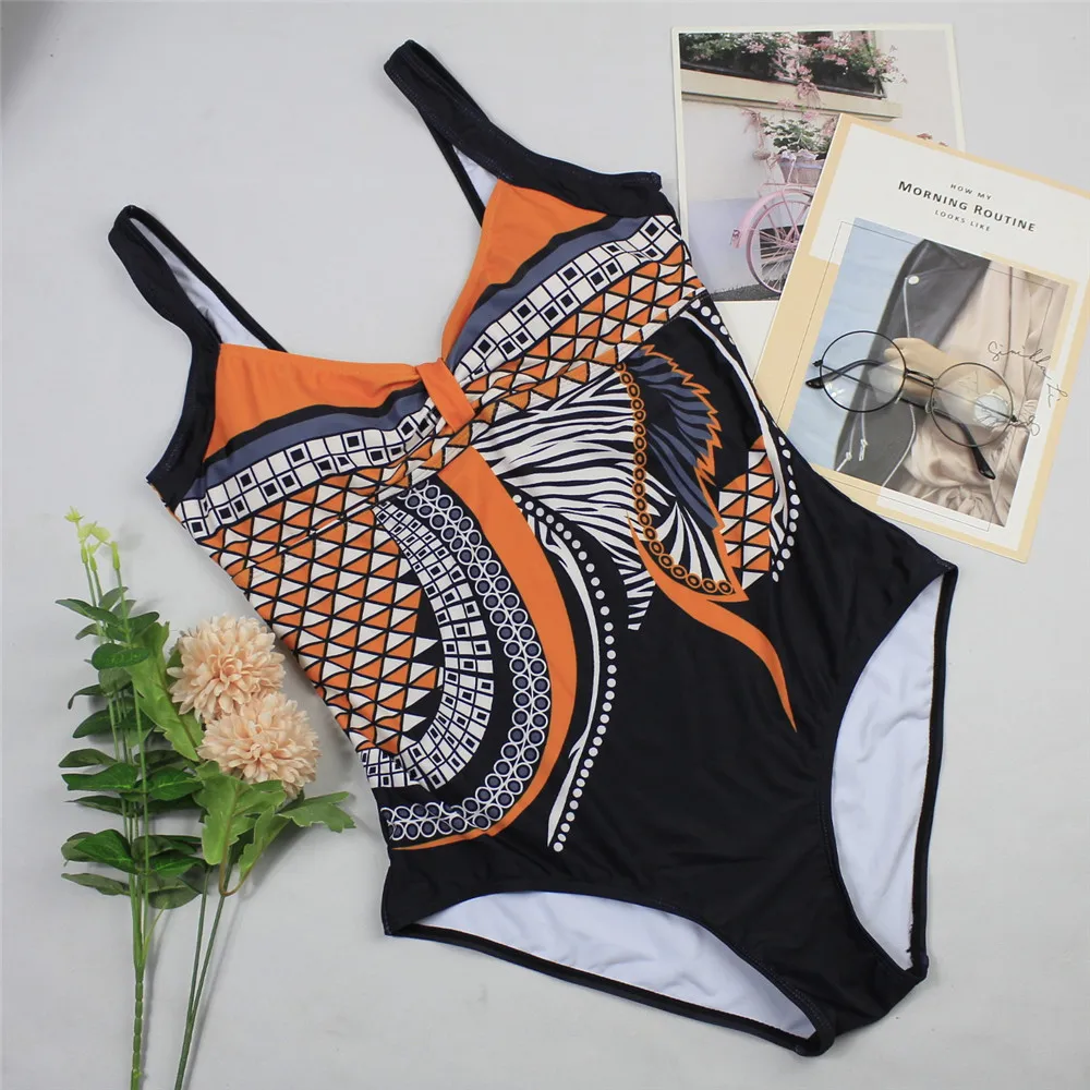 Kobiety strój kąpielowy nadruk w stylu Vintage Monokini damskie jednoczęściowe seksowne stroje kąpielowe bez pleców wyściełany strój kąpielowy kostiumy kąpielowe купалник женский